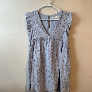 Light Blue Eyelet Romper Dress